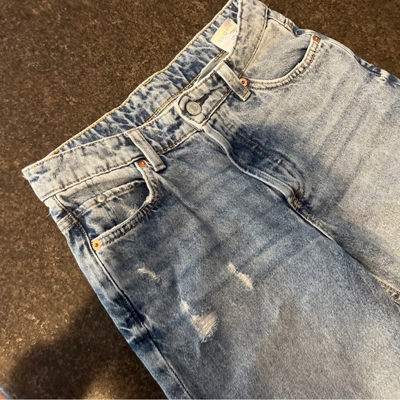 H&M denim jeans size 2 low waist oversized distressed - Picture 2 of 4